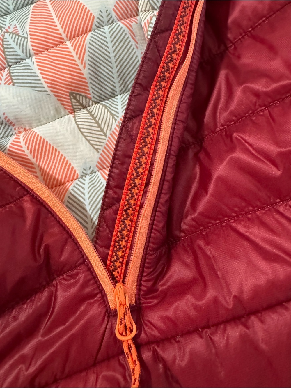Rafe Maroon and Peach Hooded Insulated Pullover Jacket - Picture 7 of 8